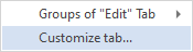Customize tab